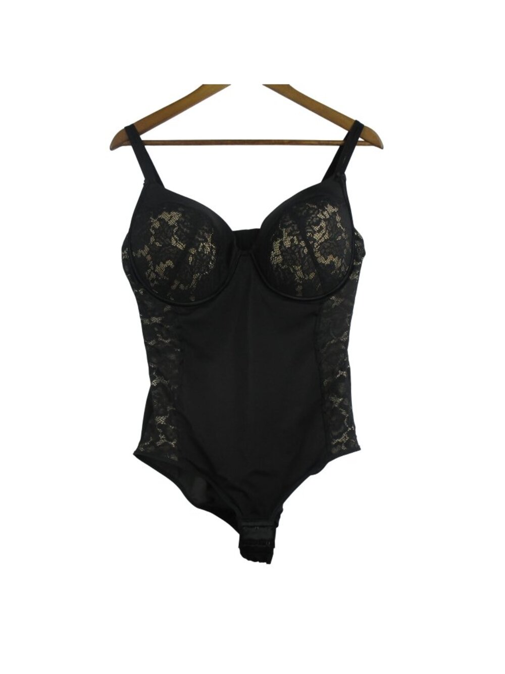 Maidenform Black Lace Underwire Bodysuit Shapewear Adjustable Straps Womens 40D